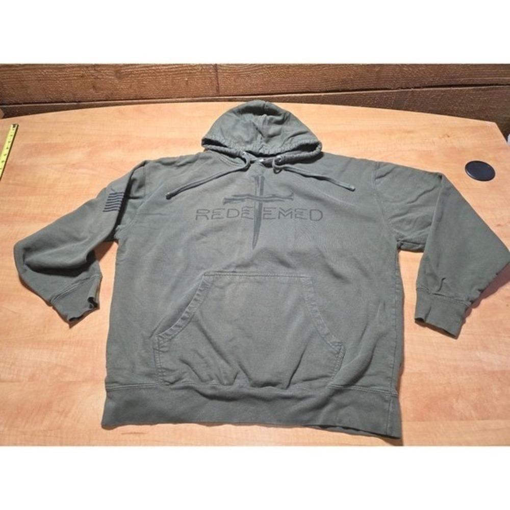 Independent Trading Co Redeemed Sword Hoodie Olive Green XL Mens Sweatshirt